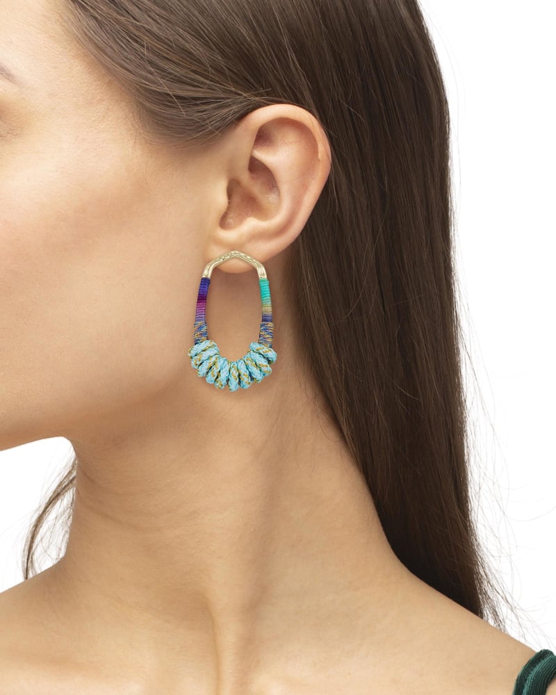 Masie Gold Open Frame Earrings in Mint Mix Paracord image number 2